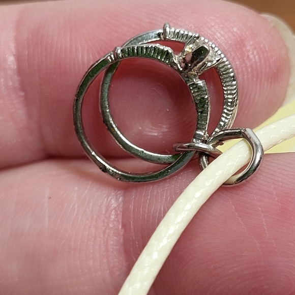 Vintage Silver Tone Engagement and Wedding Band Necklace Pendant Charm - Picture 5 of 16